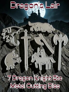 7 Dragon Medieval Sword Knight Metal Cutting Dies Scrapbooking Card Making Craft